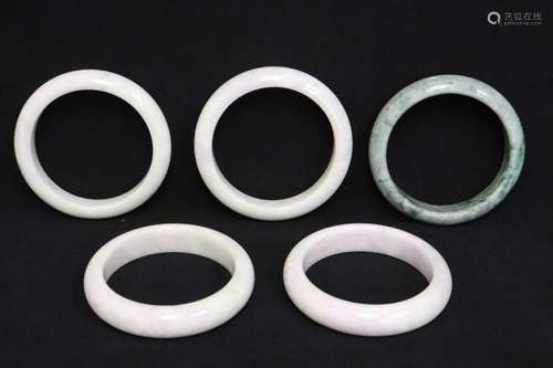 5 Chinese jadeite carved bangles