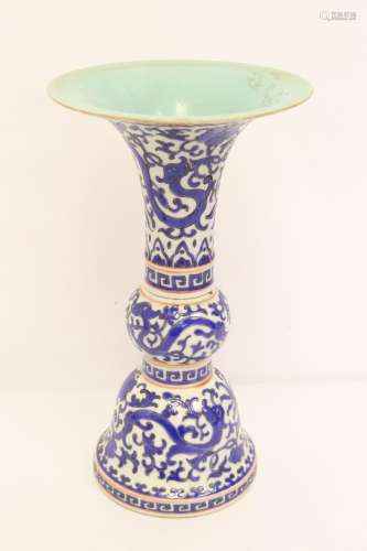 Chinese famille rose porcelain trumpet vase