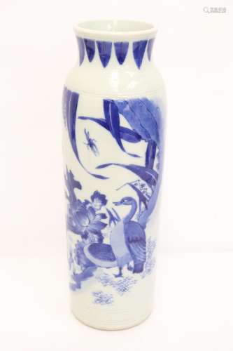 Chinese 19th c. b&w porcelain straight vase
