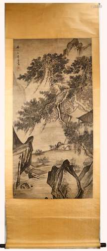 SIGNED SHI TAO (1642–1707). A INK AND COLOR ON PAPER HANGING...