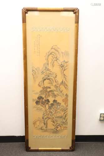 Vintage Chinese framed watercolor on silk panel