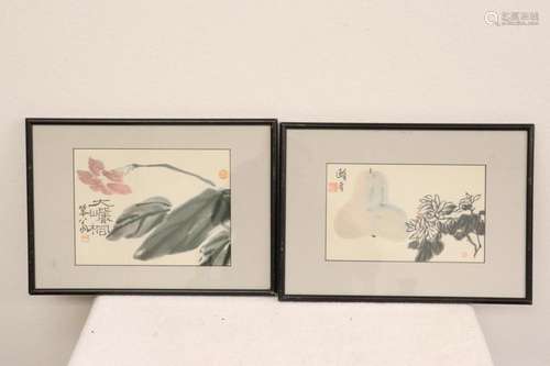 2 Chinese framed watercolor paintings