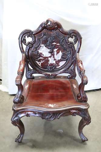 Chinese rosewood armchair w/ MOP inlaid