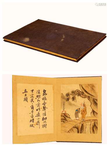 SIGNED WANG SU (1794 - 1877). A INK AND COLOR ON PAPER CALLI...