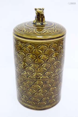 Chinese brown glazed porcelain covered jar