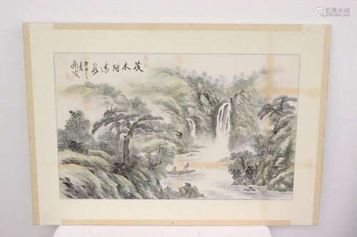 Chinese watercolor on rice paper panel