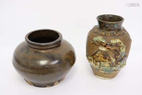 Chinese vintage jar and a fahua style small jar