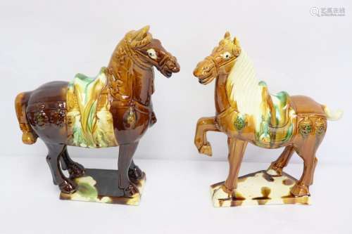 Pair Chinese sancai style horses