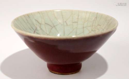 A LANGYAO RED CRACKED GLAZE INVERTED PEAR SHAPE