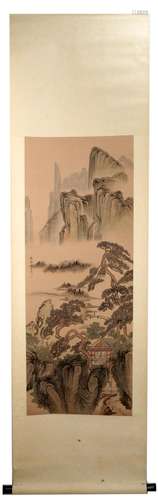 SIGNED ZHOU CHENGFANG. A INK AND COLOR ON SILK HANGING