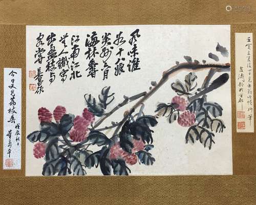 吴昌硕 花卉小品 镜心 纸本