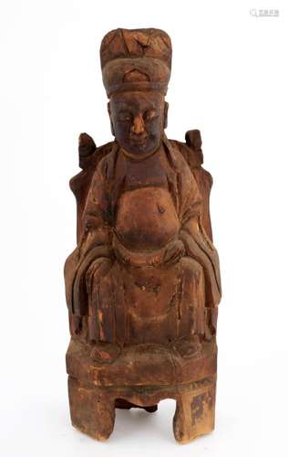 WOOD FIGURE OF A DAOIST IMMORTAL