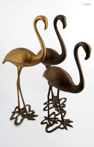 (3) A SET OF THREE BRONZE CRANES