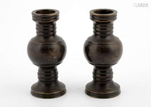 (2) A PAIR OF SMALL BRONZE OIL LAMP HOLDER.J103.