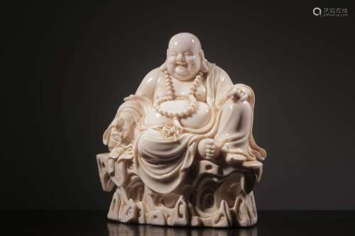 Chinese White Glazed Porcelain Buddha,Mark