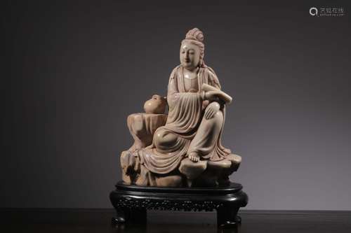 Chinese Soapstone Carved Guanyin