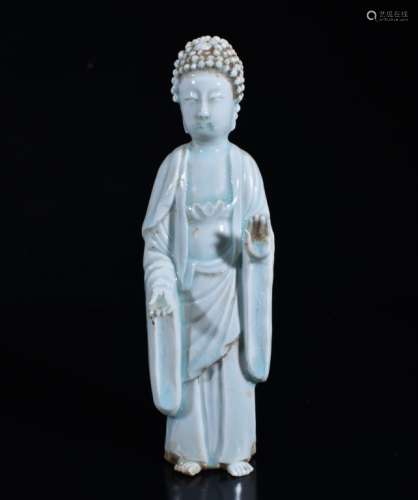 Chinese Glazed Porcelain Standing Guanyin