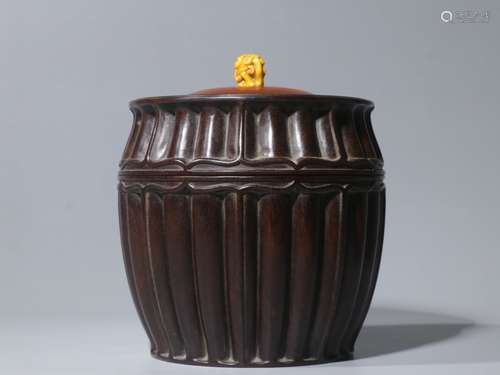 Chinese Zitan Wood Lid Tea Caddy