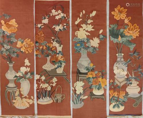 Chinese Silk Kesi Panel Set