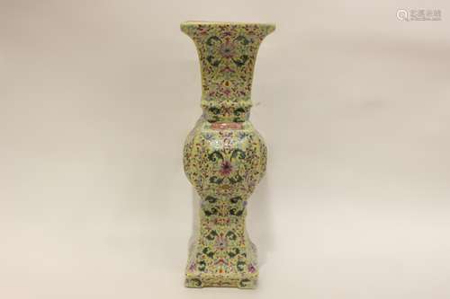 Chinese Yellow Ground Porcelain Vase