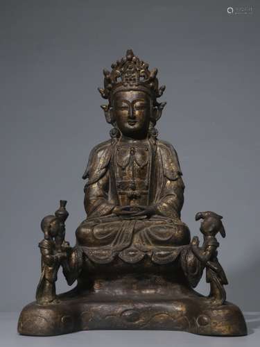 Late Qing,Chinese Gilt Bronze Guanyin and Boys