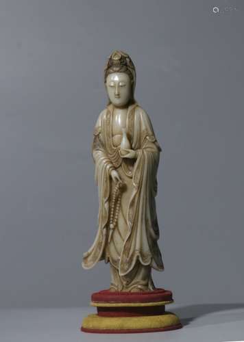 Chinese Furong Soapstone Hand Carved Guanyin