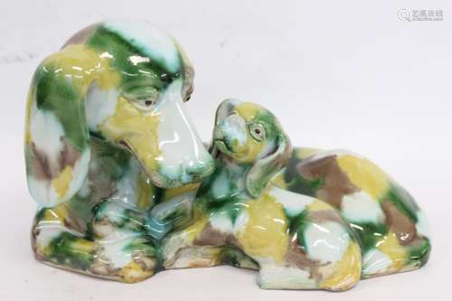Chinese Sancai Glazed Porcelain Dog