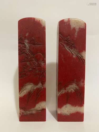 Pair of Chinese Soapstone Seals