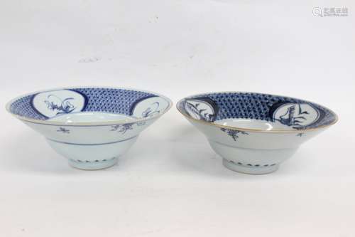 Two Chinese Blue and White Porcelain Bowls