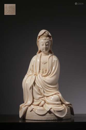 Chinese White Glazed Porcelain Guanyin,Mark