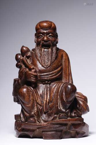 Chinese Bamboo Carved Shou Figural