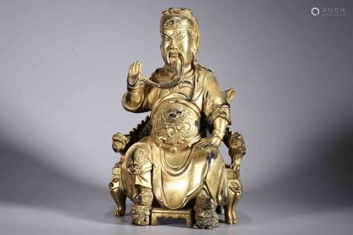 Chinese Gilt Bronze Guangong