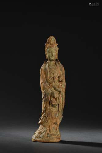Chinese Camphora Wood Carved Guanyin