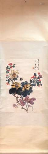 Chinese Ink Color Painting w Calligraphy