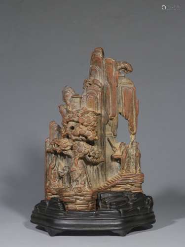 Chinese Chengxiang Wood Hand Carved Pine Tree and