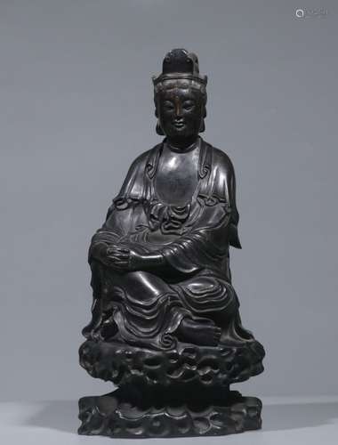 Chinese Zitan Wood Carved Guanyin