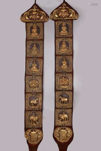 Two Chinese Gilt Bronze Panel