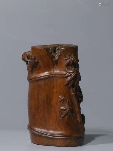 Chinese Huangyang Wood Carved Brushpot