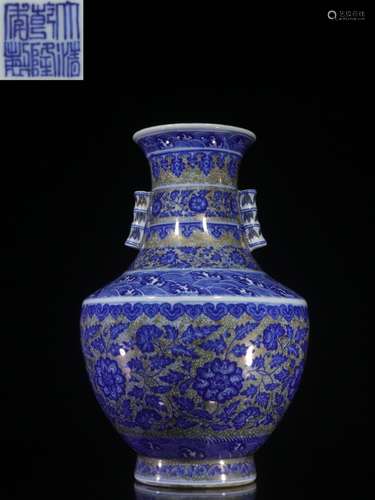 Chinese Blue Ground Porcelain Vase,Mark