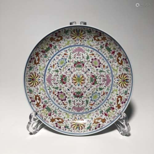 Chinese Famille Rose Porcelain Plate,Mark