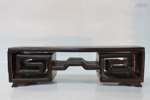 Chinese Wood Carved Stand, Hui Pattern