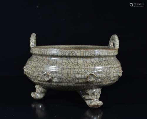 Chinese Glazed Porcelain Tripod Censer