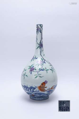 Qianlong Period Doucai Porcelain Bottle, China