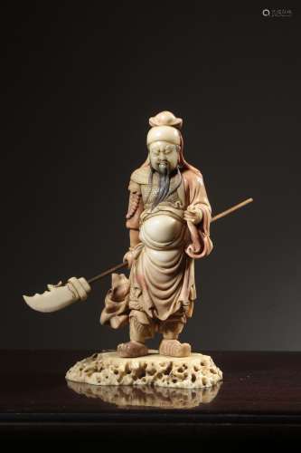 Qing Dynasty Shoushan Furong Stone Carving Statue Of Guangon...