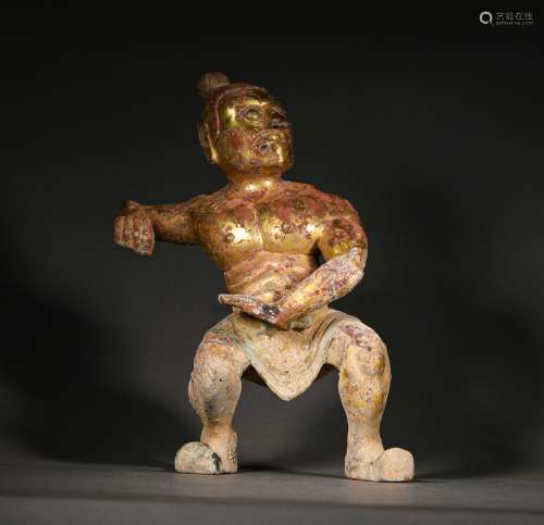 Tang Dynasty Bronze Gold Gilded Warrior Statue, China