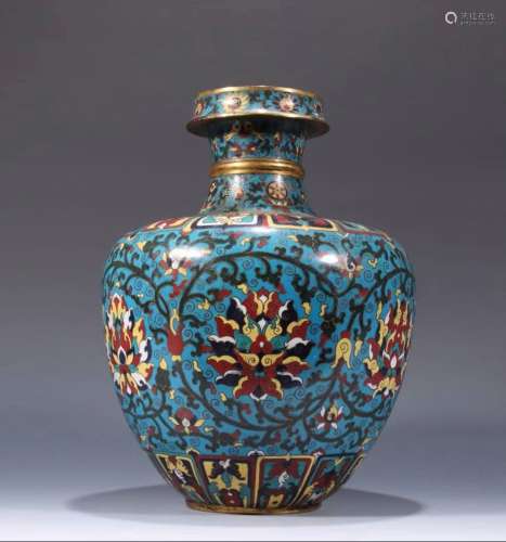 Qing Dynasty Qianlong Period Cloisonne Bottle, China