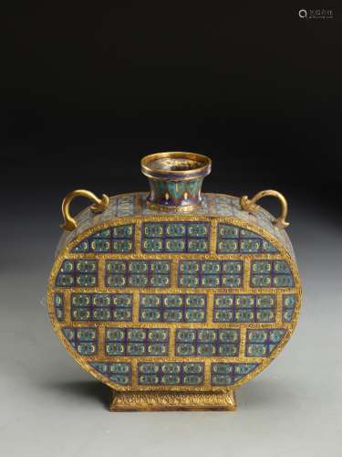 Qing Dynasty Qianlong Period Enamel Color Flat Bottle, China