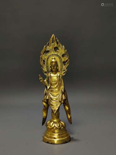 Northern Wei Dynasty Bronze Gold Gilded Statue Of Buddha, Ch...