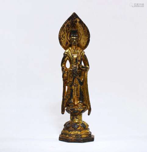 Northern Wei Dynasty Bronze Bronze Gold Gilded Statue Of Bud...