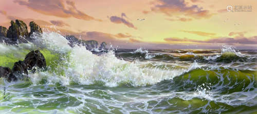 Broad Seaside, Oil Painting